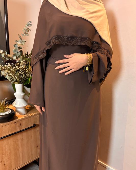 Abaya Warda Marron