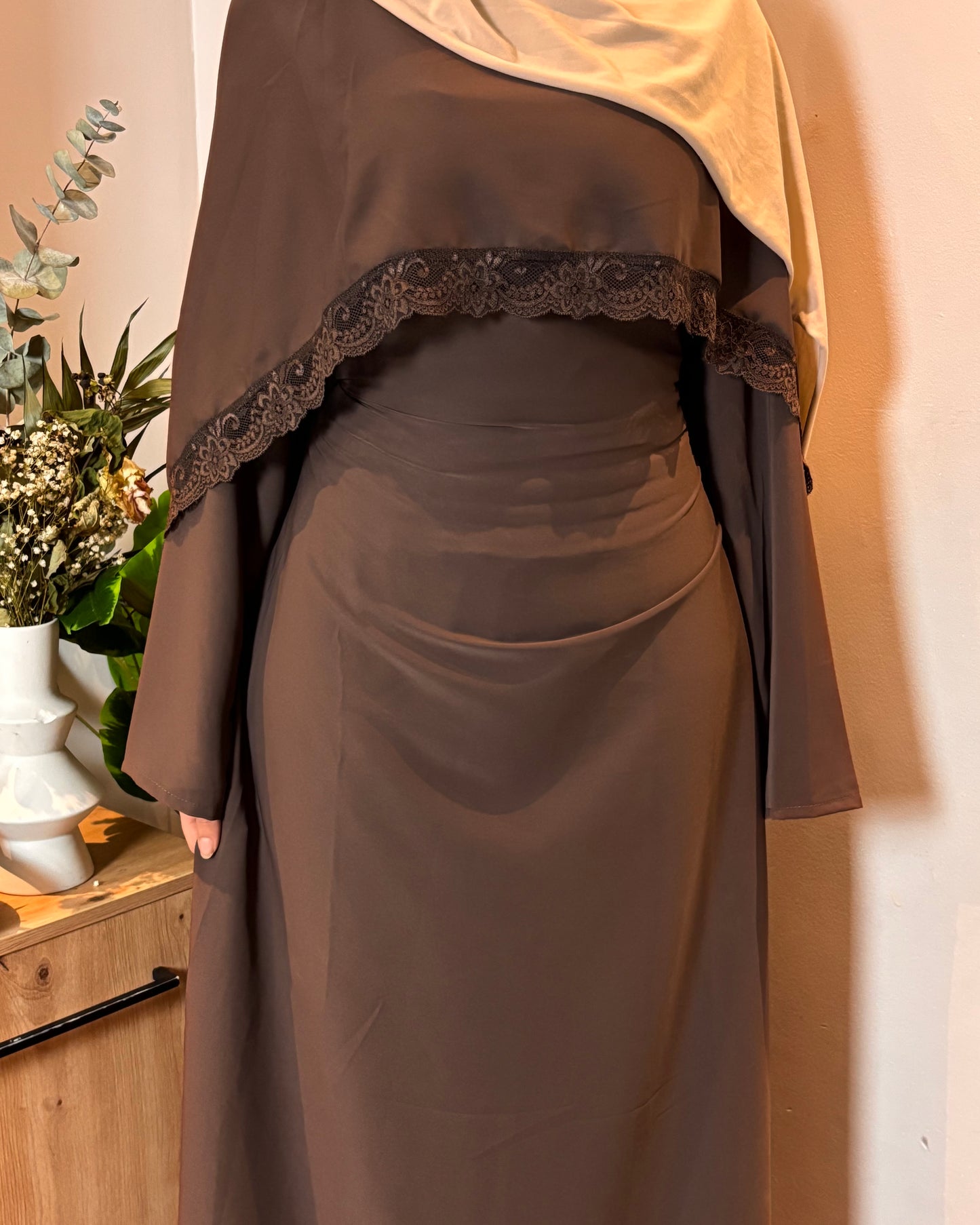 Abaya Warda Marron