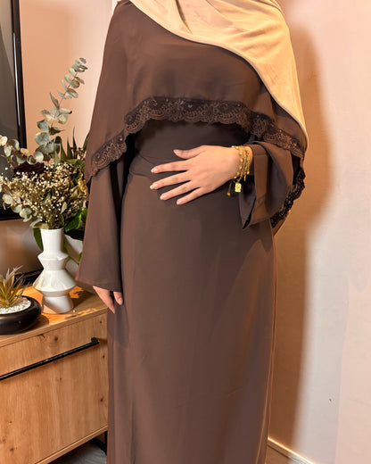 Abaya Warda Marron