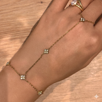 Chaîne de main trèfle doré